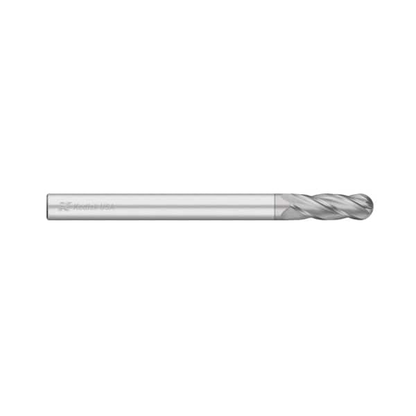 Kodiak Cutting Tools 1 Inch Carbide Endmill 4 Flute Ball Nose Extra Long TICN Coated - 5466323