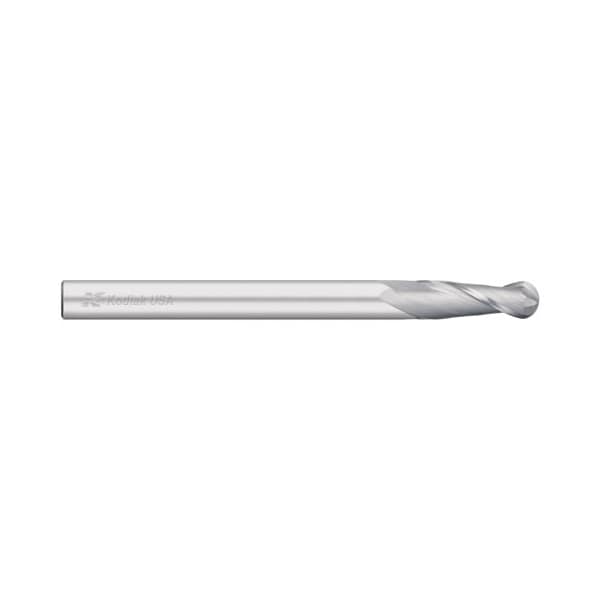 Kodiak Cutting Tools 1/8 2 Flute Carbide Endmill Single End Ball Nose Extra Long Length - 5438026