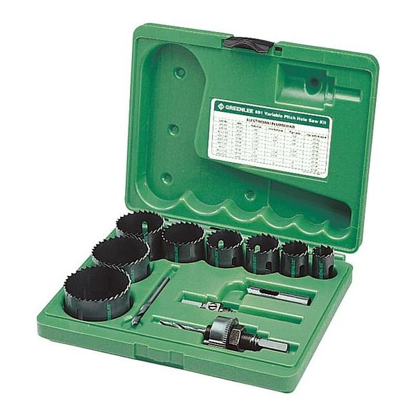 Greenlee Electrician/Plumber Hole Saw Kit, 13 pcs. - 891