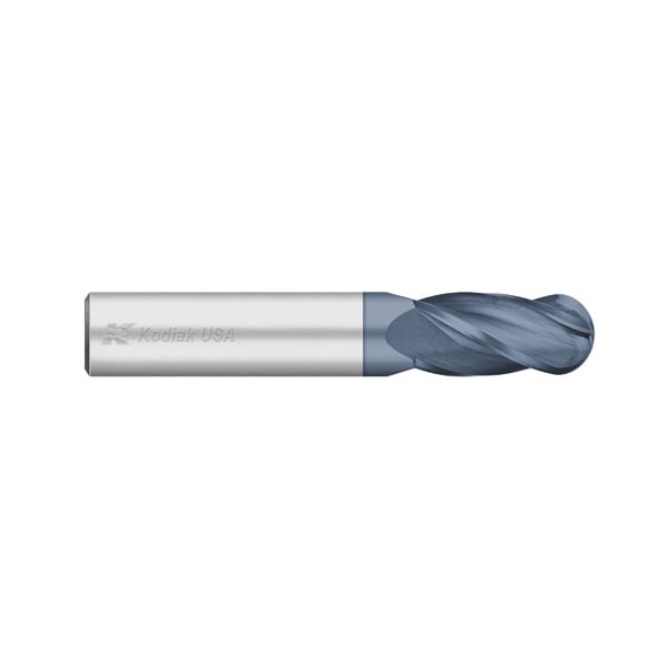 Kodiak Cutting Tools 23/64 Carbide Endmill 4 Flute Single End Ball Nose ALTIN Coated - 5433428