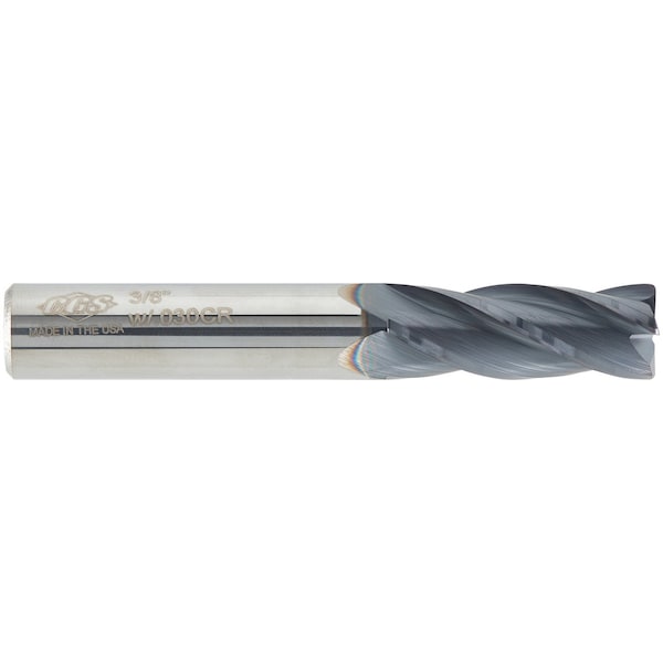 Cgs Tool 4Fl Std Cr End Mill 3/16" Dia 5/8" Loc 2" Oal W/.030 Cr & Altin - CR143-1875.030-ALTIN