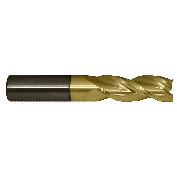 Cleveland 3-Flute Carbide Crn Rad Single End HP End Mill for Alum CTD CEM-AM3-ZN ZrN 1/4x1/4x1-1/4x3x0.015CR - C84156