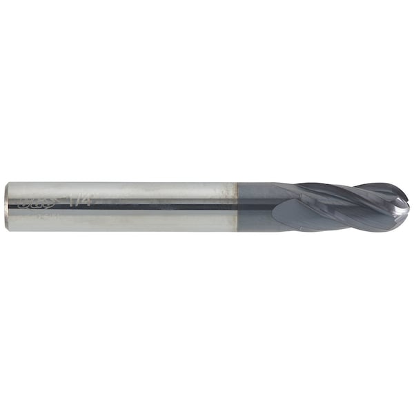 Cgs Tool 4 Flute Stub Length Ball End Mill 1/4"Dia 1/2"Loc 2"Oal W/Altin Coating - 242-2500-ALTIN