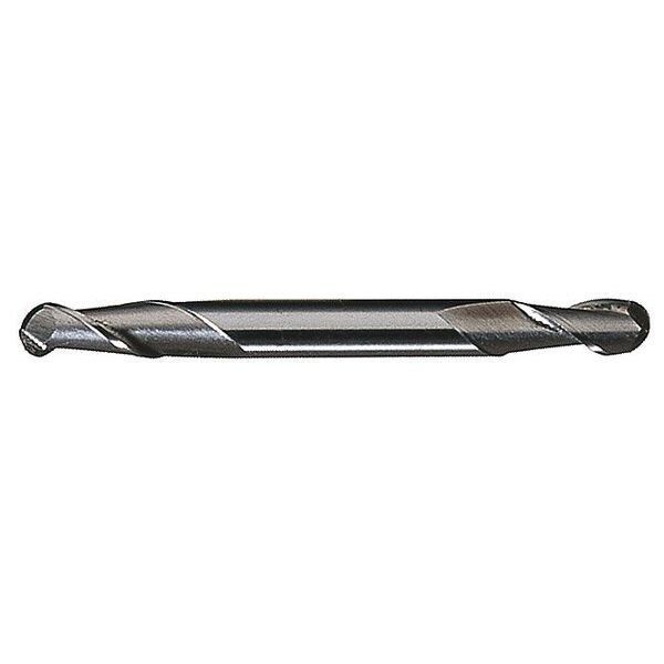 Cleveland 2-Flute HSS Miniature Ball Nose Double End Mill Cleveland HMD-2B Bright 1/8x3/16x3/8x2-1/4 - C41060