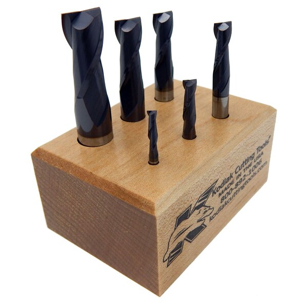 Kodiak Cutting Tools 2 Flute Regular ALTiN Coated Carbide End Mill Set, 6pc 1/8-1/2 - 56310043