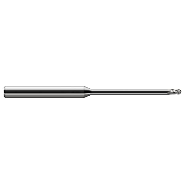 Harvey Tool Miniature End Mill - Ball - Long Reach, Stub Flute, 0.0350", Length of Cut: 0.0520" - 49235