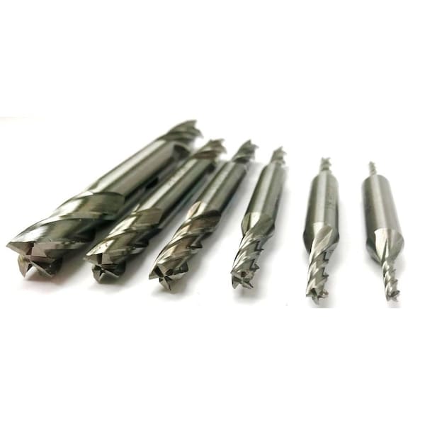 Hhip 6 Piece 3/8" Shank M42 Cobalt 4 Flute End Mill Set - 8000-0005