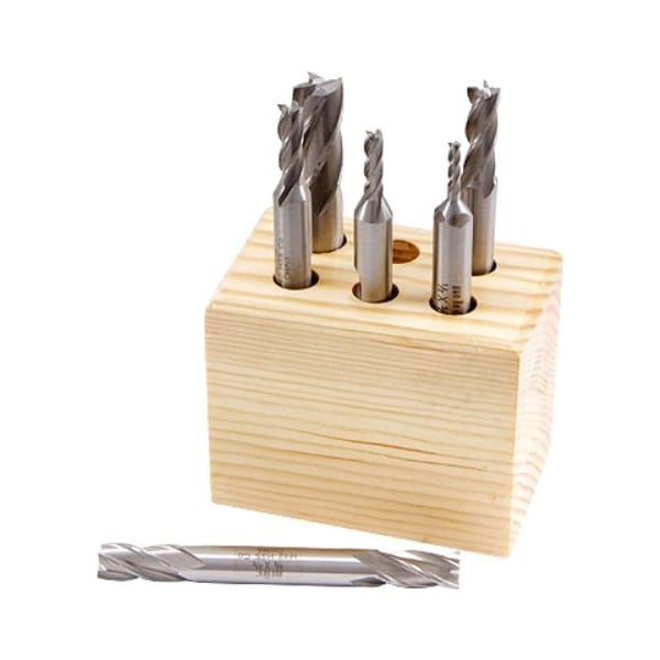 Hhip 6 Piece 3/8" Shank M42 Cobalt 4 Flute End Mill Set - 8000-0005