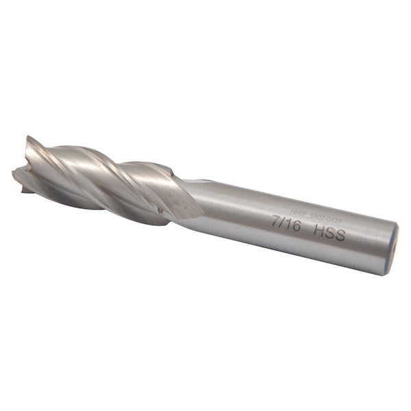 Hhip 7/16 X 3/8" 4 Flute High Speed Steel Single End Center Cut End Mill - 5802-0437