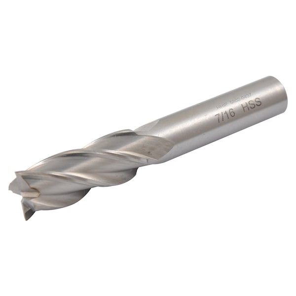 Hhip 7/16 X 3/8" 4 Flute High Speed Steel Single End Center Cut End Mill - 5802-0437