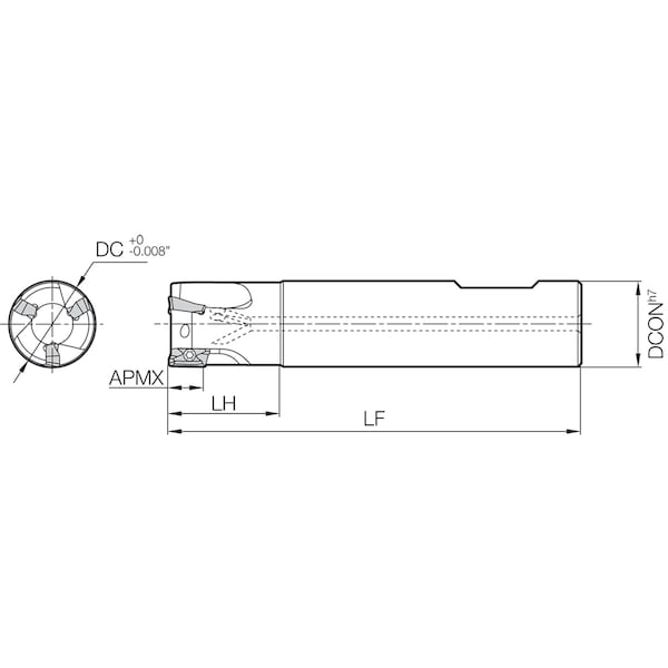 Kyocera End Mill, Kyocera MEC 1000S10017, 1.0000" Dia - MEC1000S10017