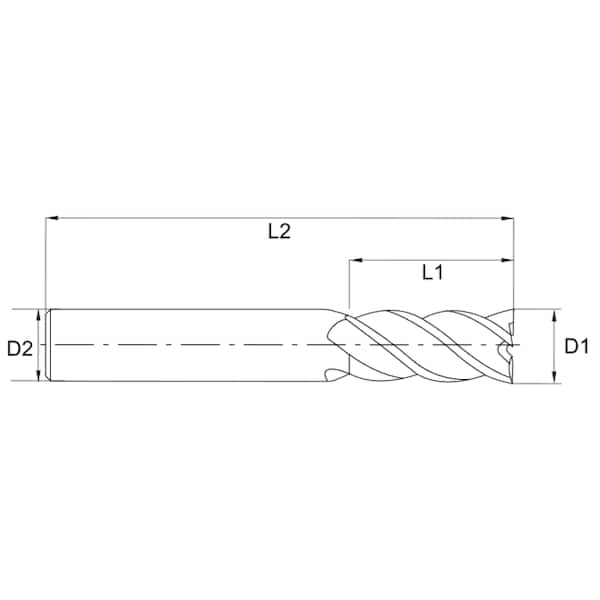 Ac Drills Drill, HP, End Mill, B, 4FL, 1" dia. - V4B1000156