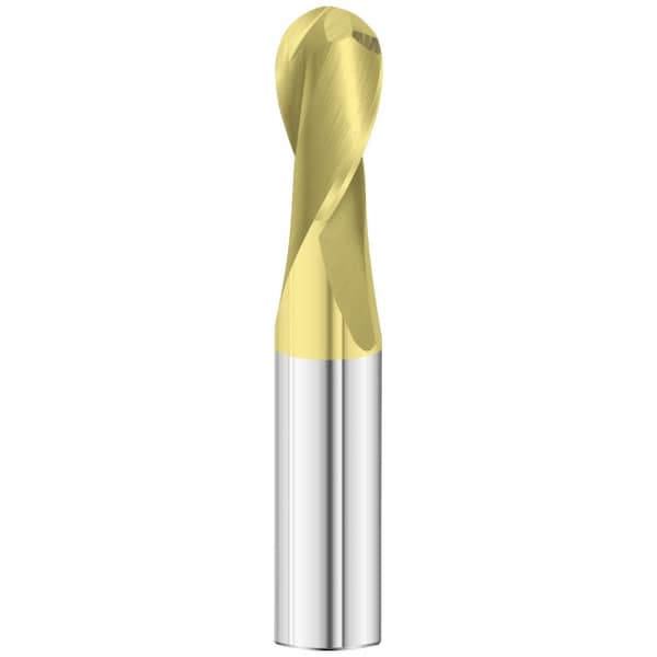 Fullerton Tool 2-Flute - 30° Helix - 3215 GP End Mills, TIN, RH Spiral, Ball, Standard, 3/16 - 30538
