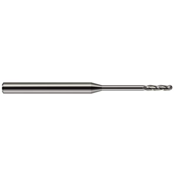 Harvey Tool Miniature End Mill - Ball - Long Reach, Long Flute, 0.0750", Finish - Machining: Uncoated - 13875