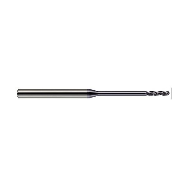 Harvey Tool 1/32 Cutter dia. x 0.1550 in. x 0.4700 in. Reach Carbide Ball End Mill, 3 Flutes, AlTiN Coated - 724031-C3