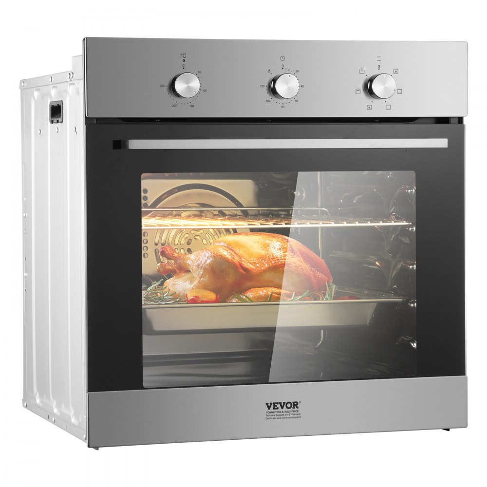 VEVOR Single Wall Oven 24" Electric Built-in Wall Oven 6 Functions 2.68 Cu. Ft - QRSDKXJXK200MJKZOV7