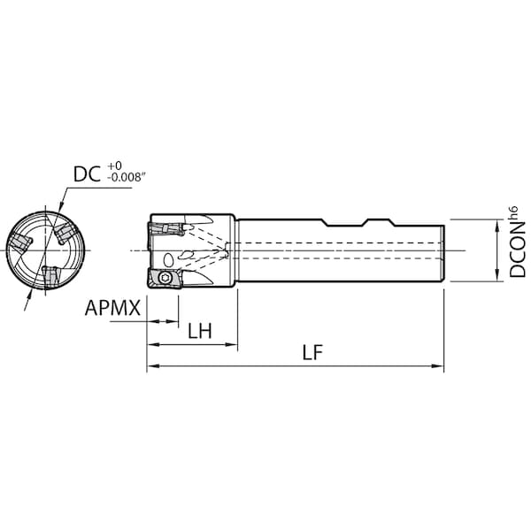 Kyocera End Mill, Kyocera MEW 1500W125153T, 1.5000" Dia - MEW1500W125153T