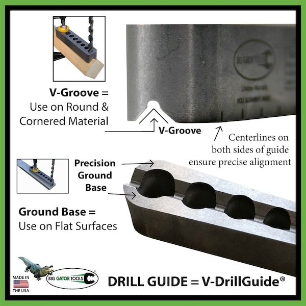 V-Drillguide And V-Tapguide 7 Piece Set - Imperial set of the Big Gator Tools line of (4) V-DrillGuides and (3) V-TapGuides - THE COMPLETE STANDARD SET