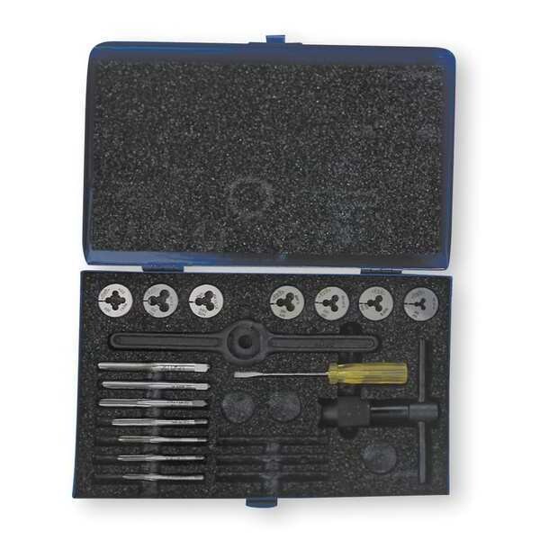 Cleveland 17PC HSS Plug Hand Tap And Carbon Round Adjustable Die Set Cle-Line 7 Sizes #4-40 To 1/4-20 UNC&UNF - C00517