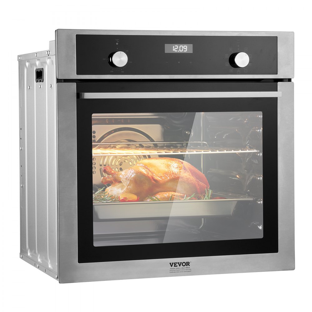 VEVOR Single Wall Oven 24" Electric Built-in Wall Oven 9 Functions 2.68 Cu. Ft - QRSDKXJXSXK2PWEH1V7