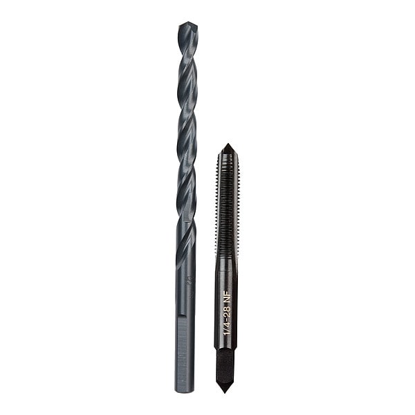 Milwaukee Tool 1/4"-28 NF Straight Flute Plug Tap & No. 3 Drill Bit - 49-57-5538