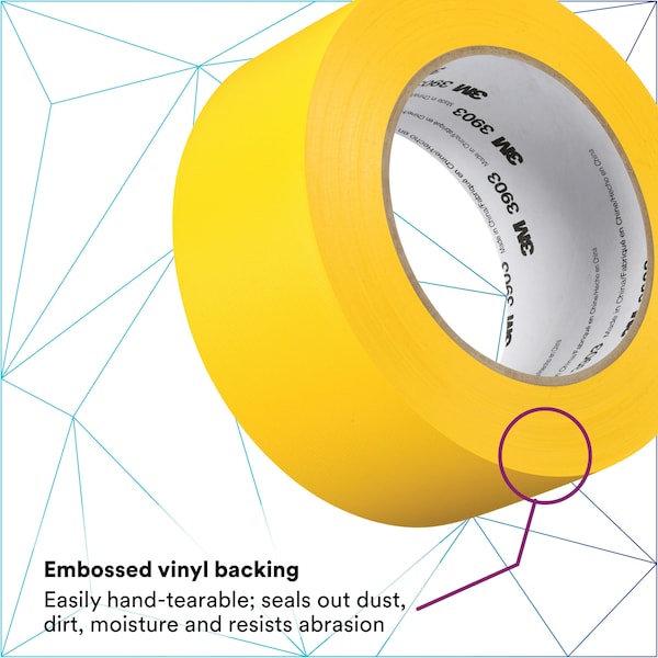 Cinta adhesiva de 3M, 2 x 50 yardas, 6.5 mil, amarilla, de vinilo - 3903