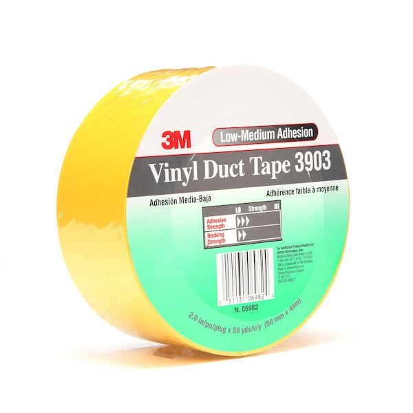 Cinta adhesiva de 3M, 2 x 50 yardas, 6.5 mil, amarilla, de vinilo - 3903