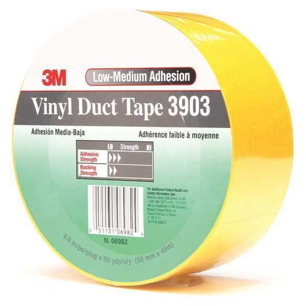 Cinta adhesiva de 3M, 2 x 50 yardas, 6.5 mil, amarilla, de vinilo - 3903