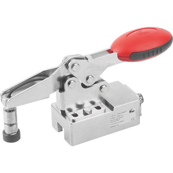 Kipp Toggle Clamp Horizontal W Force Sensor D=M06, F4=1200, C1=Max.16, 4, Stainless, Comp:Stainless - K1463.10600311