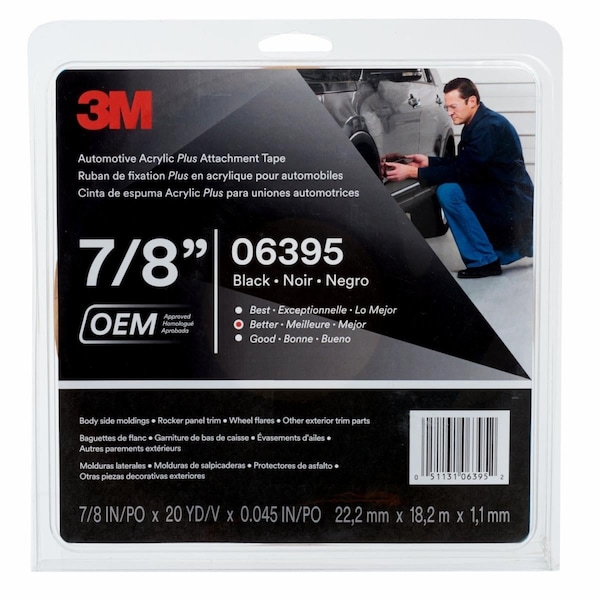 Cinta de alto poder adhesivo 3M AcrylicPlus 06395 Negro, paquete de 12 - 06395