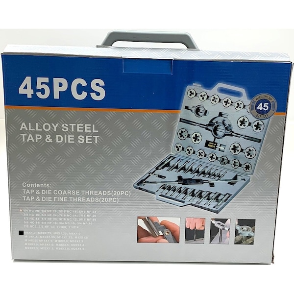 Hhip 45 Piece 6-24mm Heat Treated Alloy Steel Tap & Die Set - 1011-0002