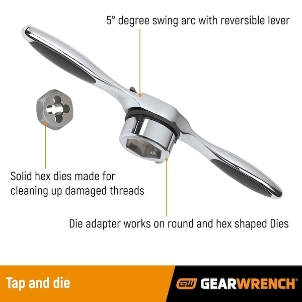 Gearwrench 11 Piece Ratcheting Tap and Die Accessory Set - 82807