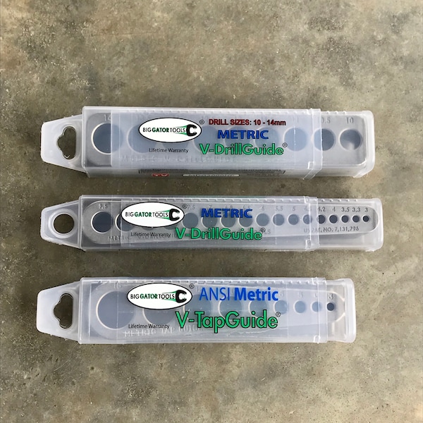 Big Gator Tools 3 Piece Set - Complete Metric Set of Big Gator Tools line (2) V-DrillGuides and (1) V-TapGuides - THE COMPLETE METRIC SET
