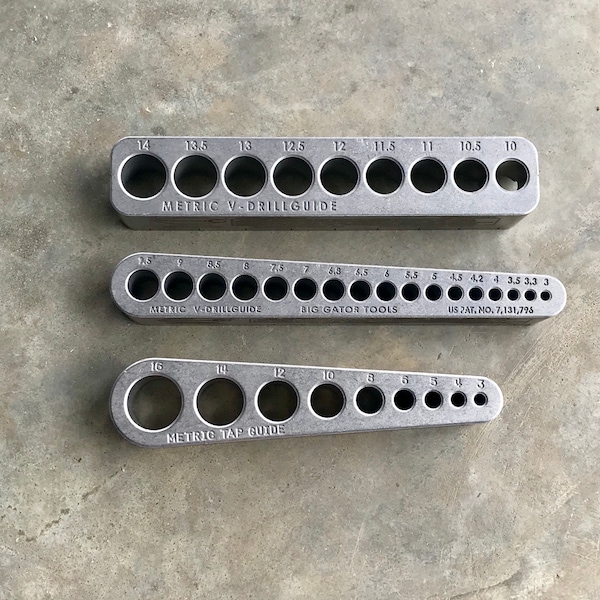 Big Gator Tools 3 Piece Set - Complete Metric Set of Big Gator Tools line (2) V-DrillGuides and (1) V-TapGuides - THE COMPLETE METRIC SET