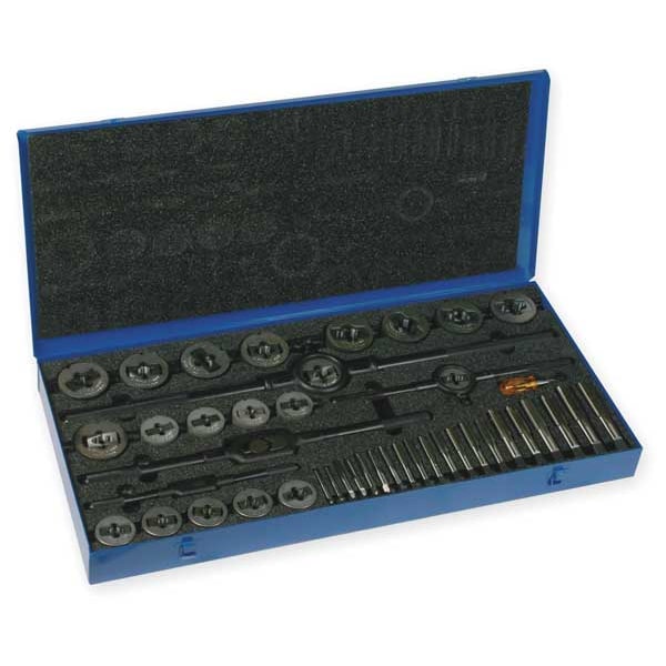 Cleveland 45PC 1/4-20 - 1-14 UNC, UNF and UNS Plug Hand Tap and Two-Piece Die Set Cle-Line 5513 - C00613