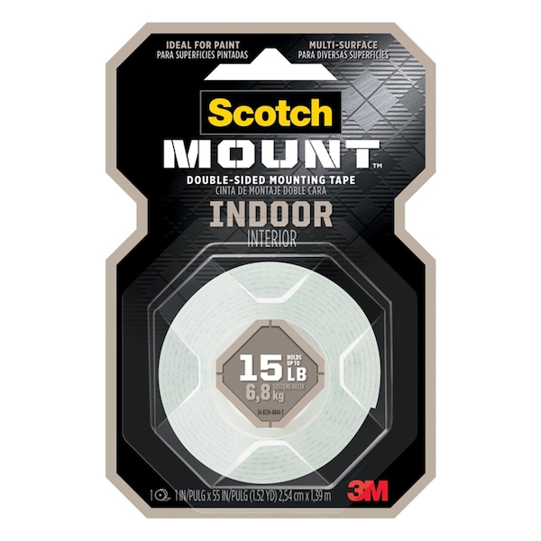 Cinta de montaje doble cara Scotch 1 x 55 pulgadas; blanco - Paquete de 6 - 91807