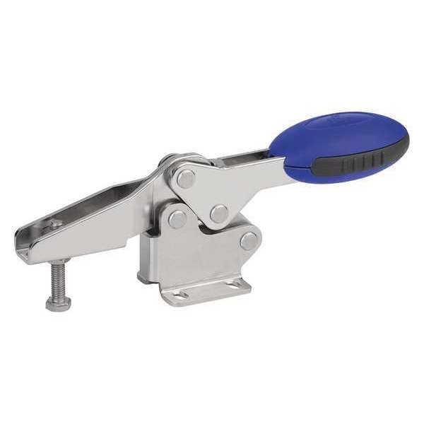 Kipp Toggle Clamp Horizontal, Foot Horiz. F1=400, Clamping Spindle M04X16, Stainless Steel, Blue - K0660.104001