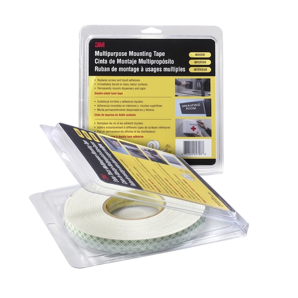 Cinta de espuma de doble cara de 3M, 1"x36 yardas, 1/16", Natural, paquete de 9 - T9554016