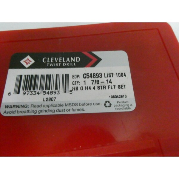Cle-Line 1-7/8-14 HS G H4 4 STR FLT SET 1-7/8IN PIPE BOLT TAP - C54893