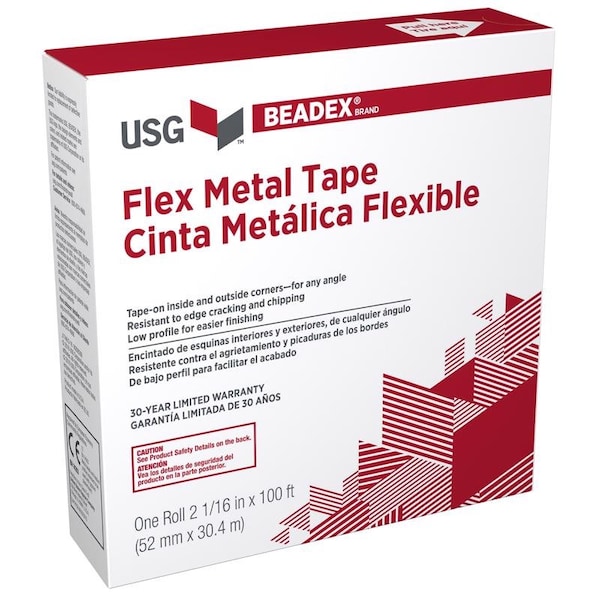 Usg Beadex Cinta Adhesiva Flexible Reforzada de Metal Blanco de 100 pies L x 2 1/16 pulg. W - 285870