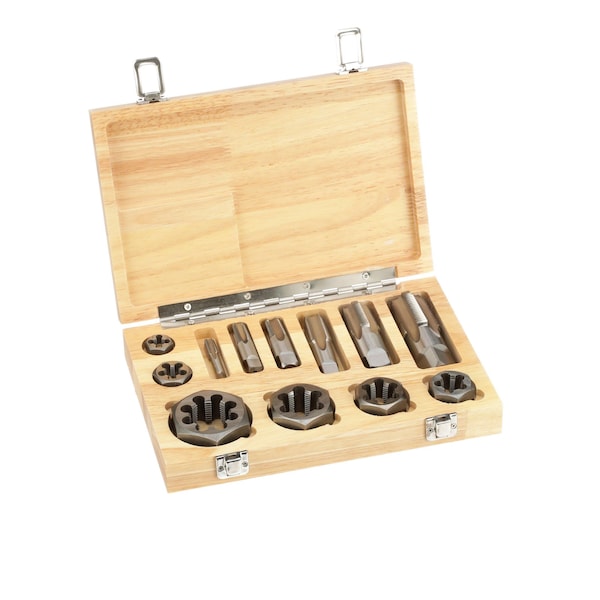 Hhip 12 Piece 1/8-1" NPT Taper Pipe Tap & Hex Die Set - 1011-3312