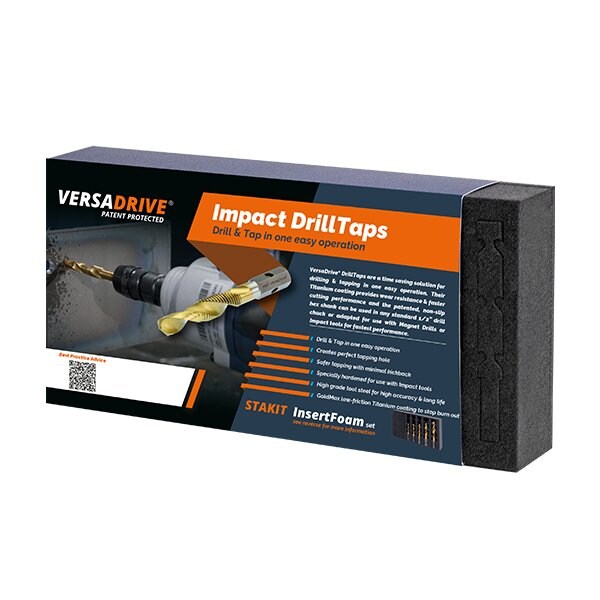 Versadrive HMT Spiral Flute Combi Drill Tap Set, 1/4, 5/16, 3/8, 1/2 in. UNC - 301126-SET1