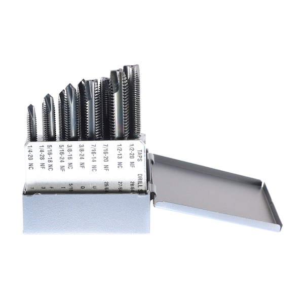 Drillco 10PC TAP SET 1/4-20 THRU 1/2-20 SERIES 2100N TAPS - 2100N10