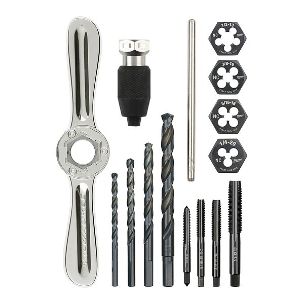 Milwaukee Tool 15PC SAE Tap and Die Set with Hex-LOK 2-in-1 Handle - 49-22-5602