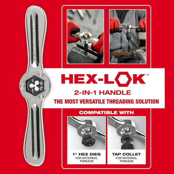 Milwaukee Tool 15PC SAE Tap and Die Set with Hex-LOK 2-in-1 Handle - 49-22-5602