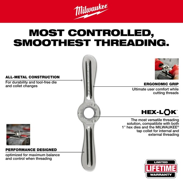 Milwaukee Tool 15PC SAE Tap and Die Set with Hex-LOK 2-in-1 Handle - 49-22-5602