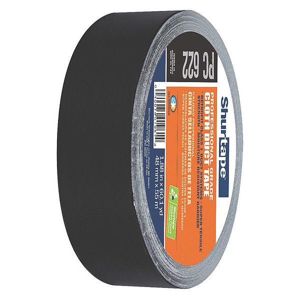 Cinta adhesiva de ducto Shurtape, 55m L, Adhesión 60 oz./in, Negro - PC 622