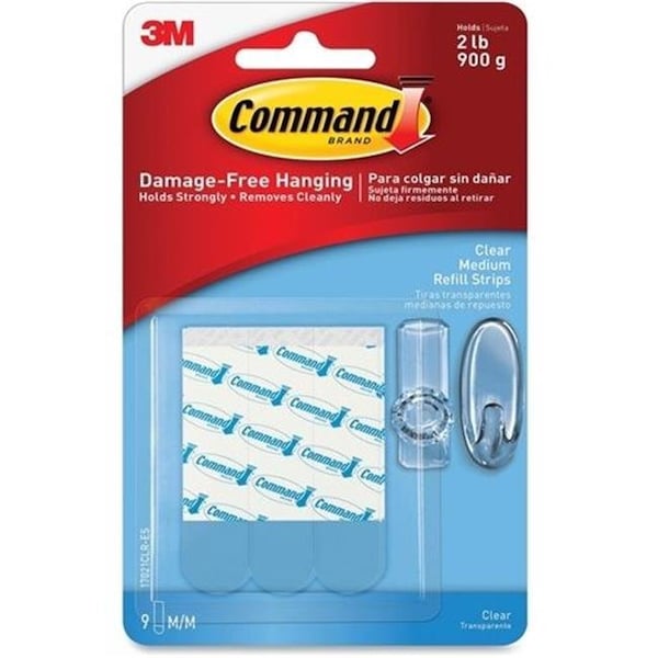 Cinta Comercial 3M Div 17021CLRES 0.62 x 1.75 pulgadas. Franjas de Recarga Transparentes - Paquete de 9 - 17021CLRES