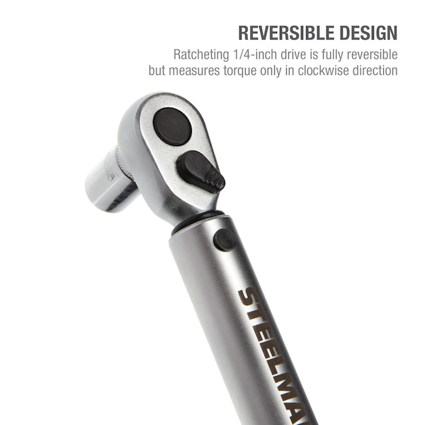 Steelman 1/4-Inch Drive Micro-Adjustable Torque Wrench with Hi-Viz Handle, 30-150 Inch-Pounds - 96249
