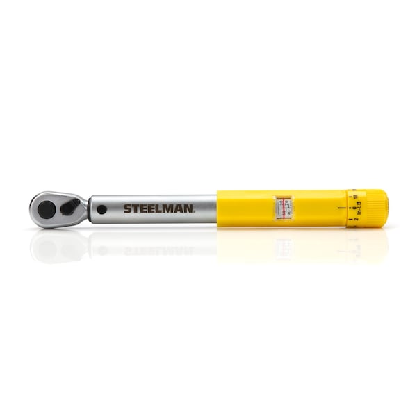 Steelman 1/4-Inch Drive Micro-Adjustable Torque Wrench with Hi-Viz Handle, 30-150 Inch-Pounds - 96249